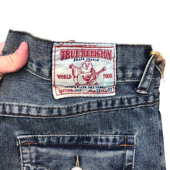 Brand New Vintage True Religion Embroidered Jeans Size 36 JOEY Blue - Picture 4 of 13